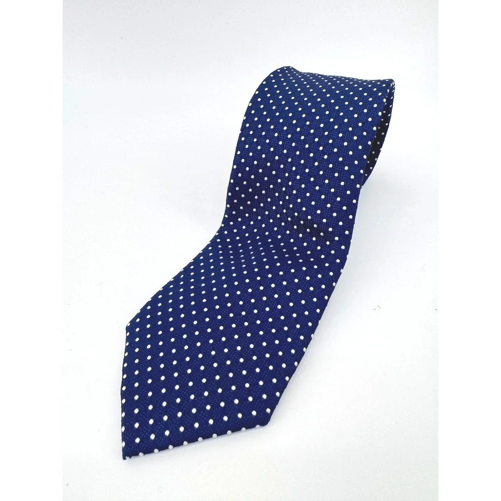 Tommy Hilfiger Silk Tie Navy Blue Polka Dot Mens Classic Preppy Necktie